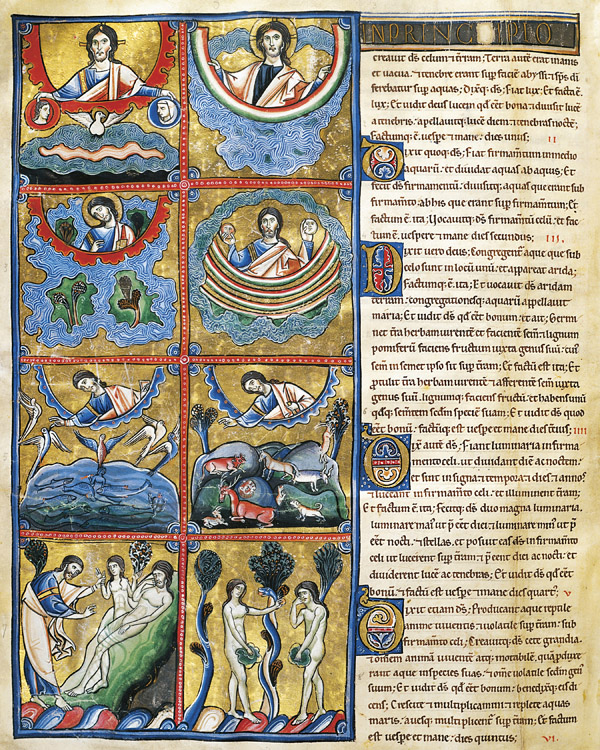 Bibbia di Souvigny. La creazione del mondo (XII secolo), miniatura